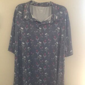 Ephemoca Men’s Gray Floral Polo Shirt